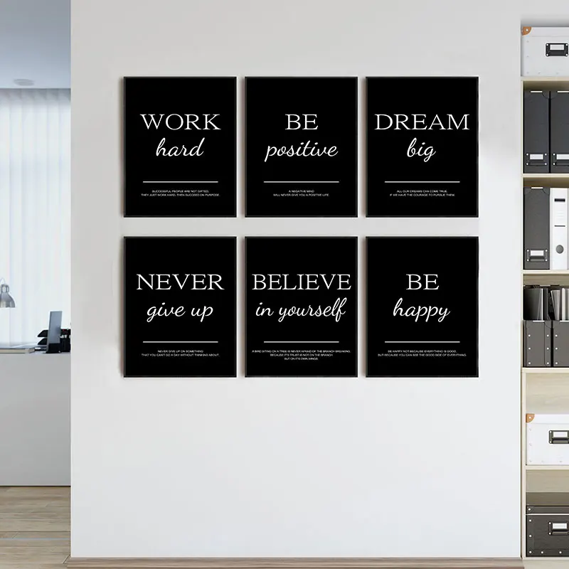 Home Office Room Inspiration - モダンでシンプルなインスピレーションを与える引用句ダイヤモンドアート絵画プリント北欧風壁装飾ポスターリビングルームオフィスホームデコ用