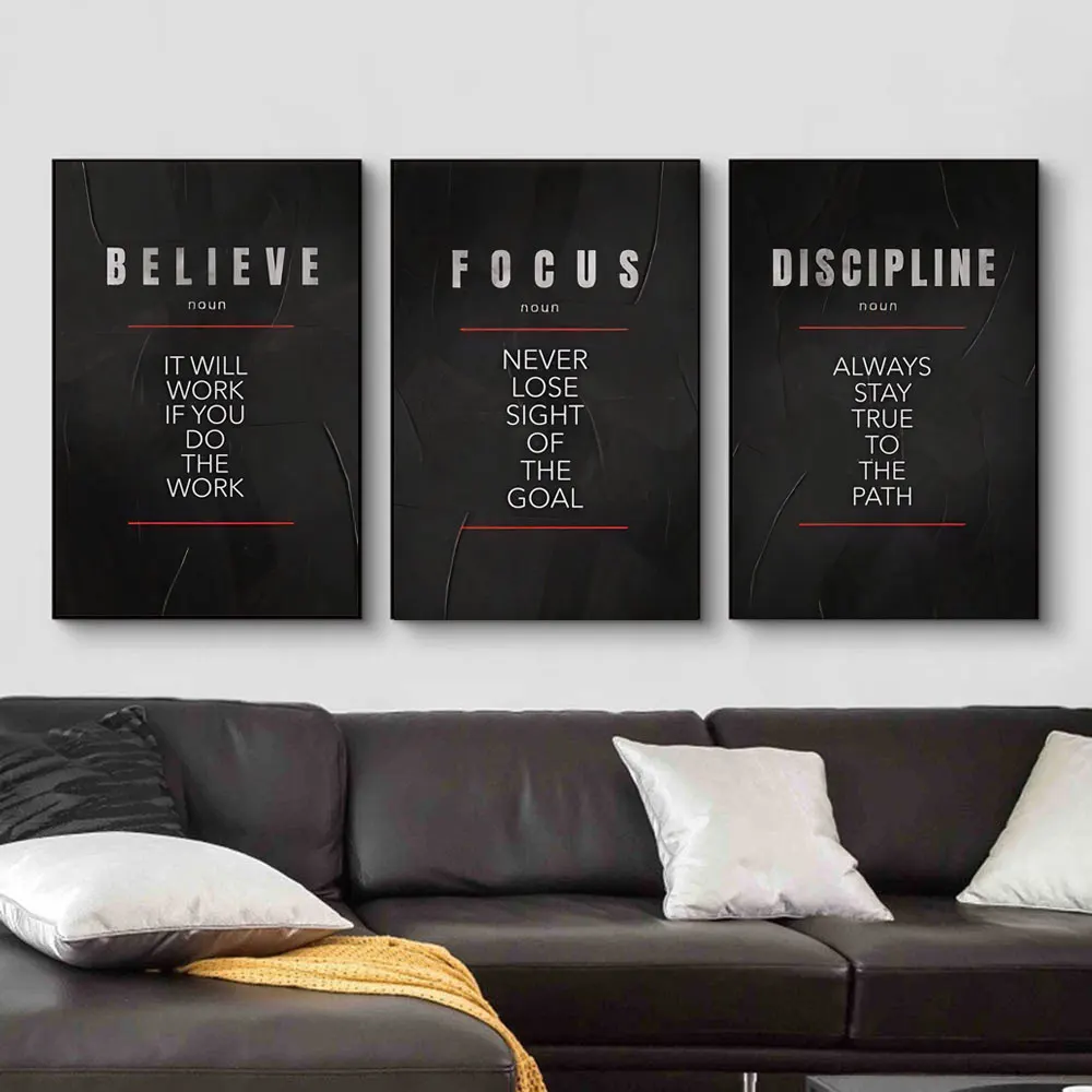 Home Office Room Inspiration - Believe Discipline and Focus Definition ポスター
