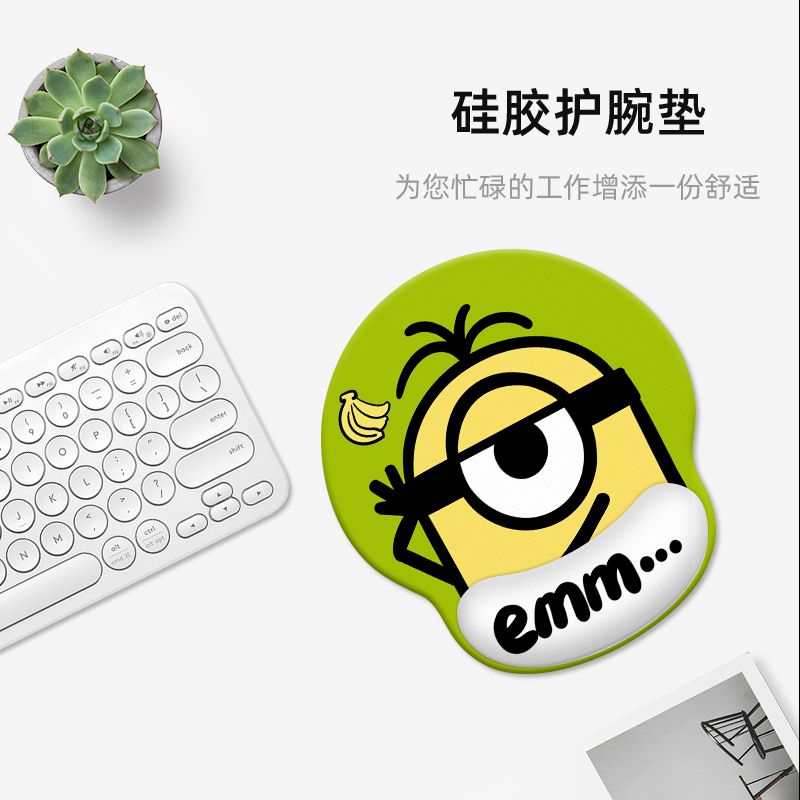 Home Or Office Use - ミニオンズ漫画かわいいリストバンド付きマウスパッド カワイイ ホームオフィス シリコン製ハンドレストマット デスクマット アニメグッズ