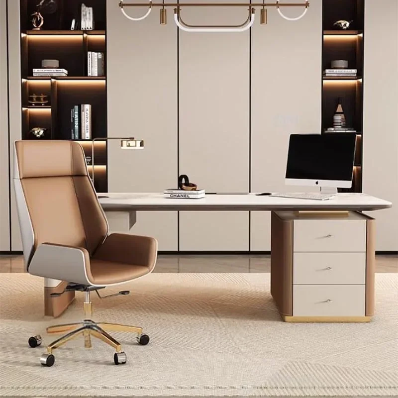 Home Office Trabajo - リラックスできる学習オフィスコンピュータテーブルホームゲーム木製収納コンピュータデスクオフィスヨーロッパ風メサデトラバホ裏庭家具