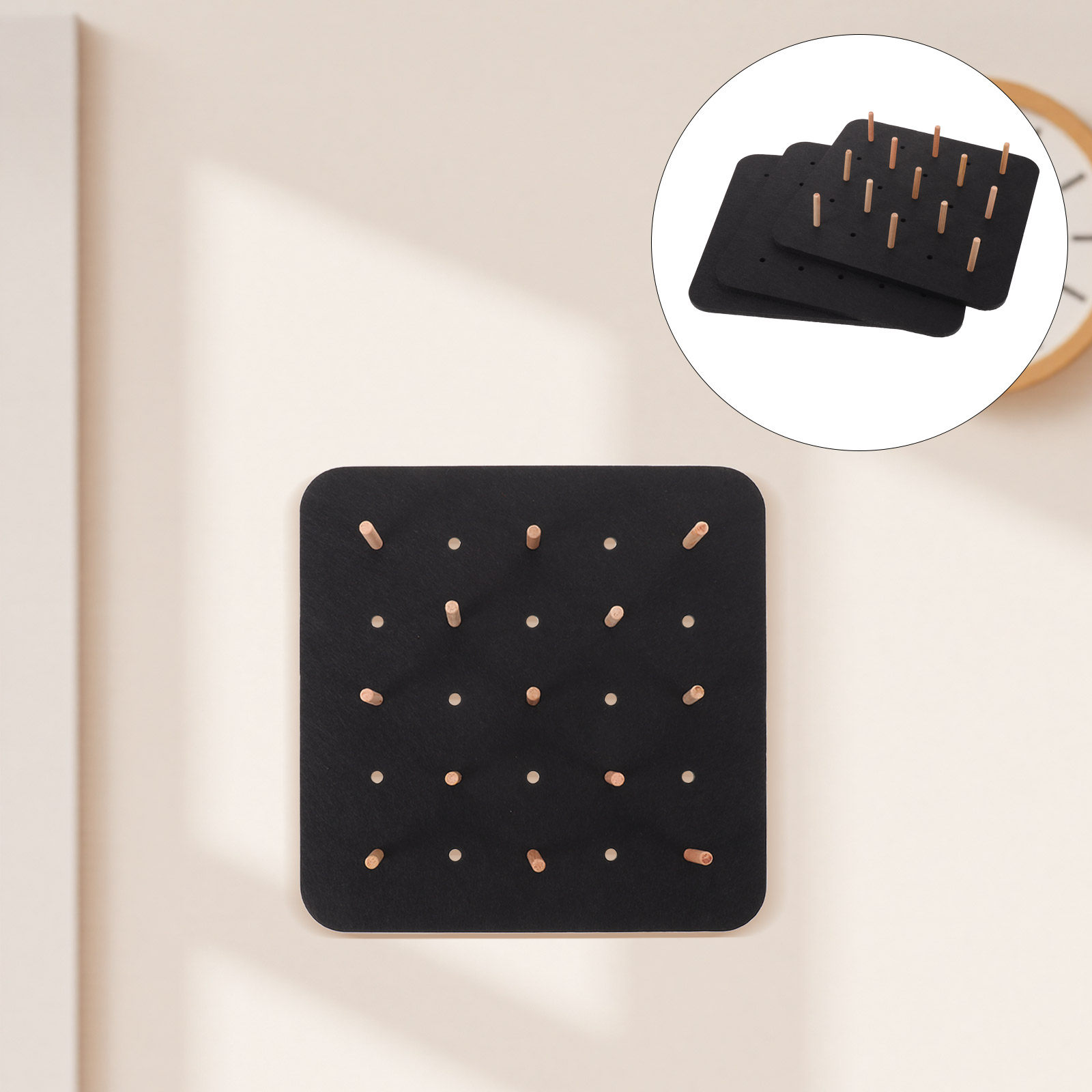 Home Office Organization - 3枚組 ブラックフェルト メッセージボード 壁用ステッカー 装飾用フォトピンボード オフィス・家庭・学校用