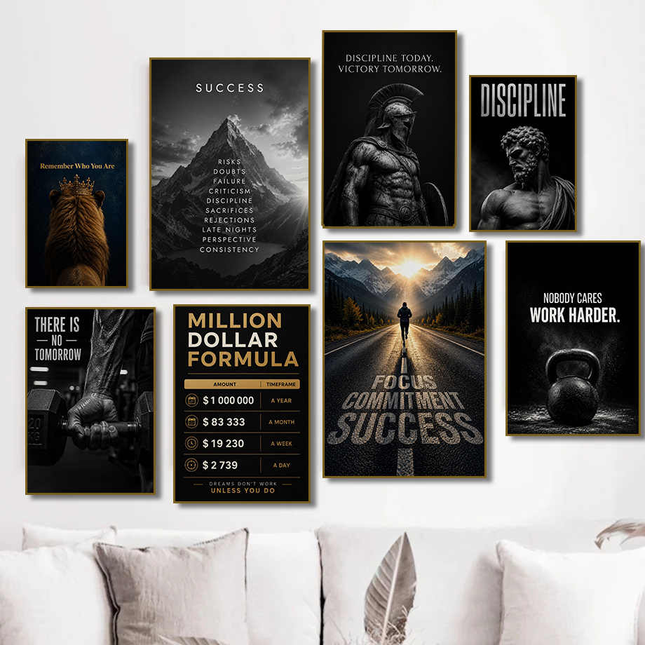 Home Office Room Inspiration - 現代フィットネス成功モチベーションポスター努力スポーツインスピレーション引用句キャンバス絵画壁アートジムオフィスルーム家の装飾