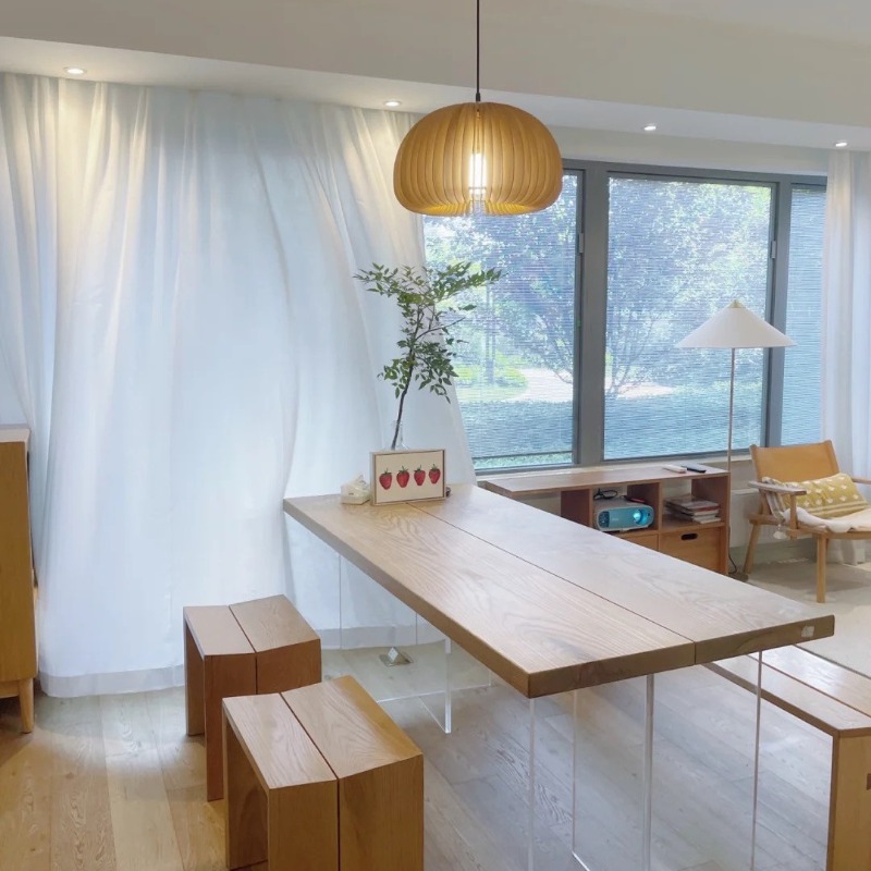 北欧無垢材アクリルフローティングテーブルモダンシンプルスタデ - Free Home Office のレビューと価格