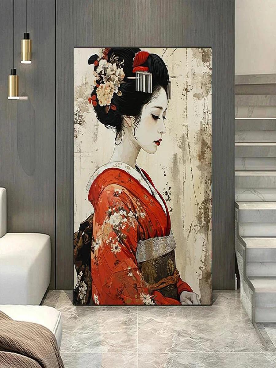 着物芸者キャンバス壁アート,日本風の室内装飾,リビングルーム - Home Office Room Inspiration のレビューと価格