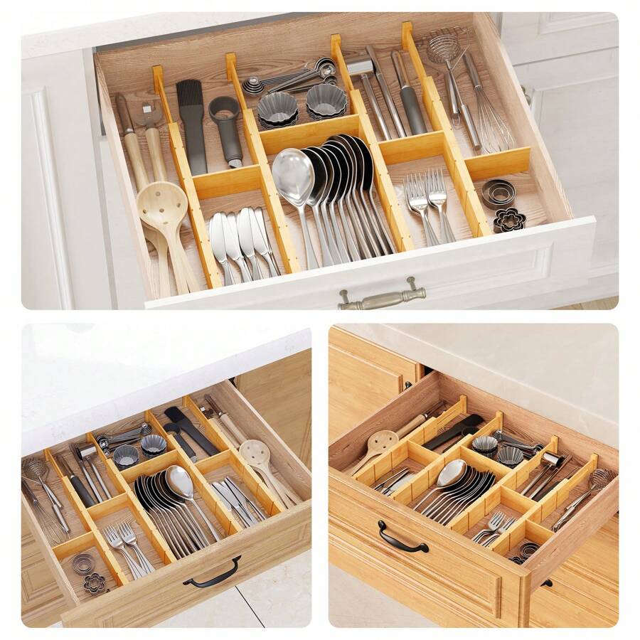 竹製引き出し仕切り（インサートとラベル付き）、キッチン用調節 - Home Office Kitchen のレビューと価格