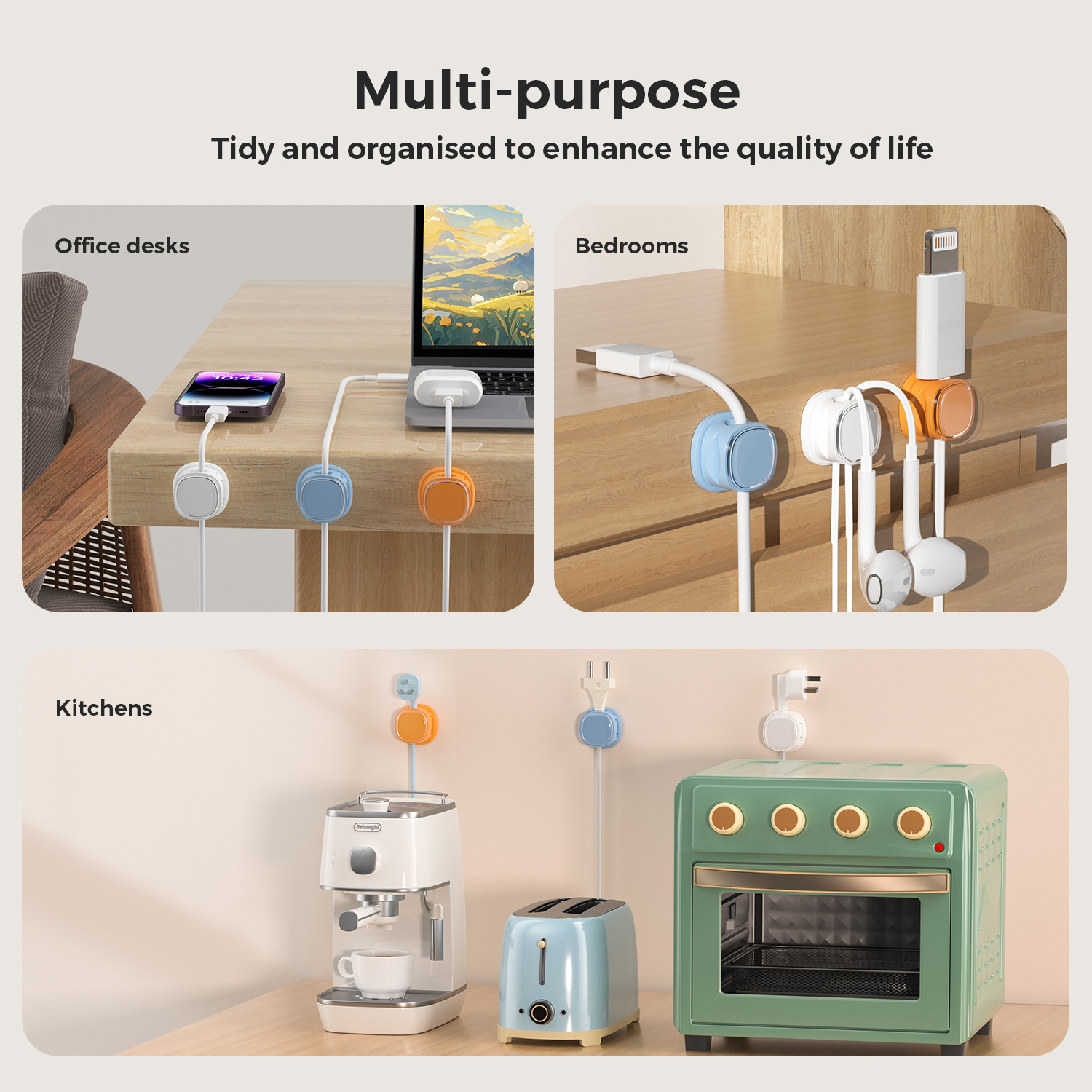 粘着式ケーブルオーガナイザー ケーブルクリップ ケーブルホル - Home Office Organization のレビューと価格