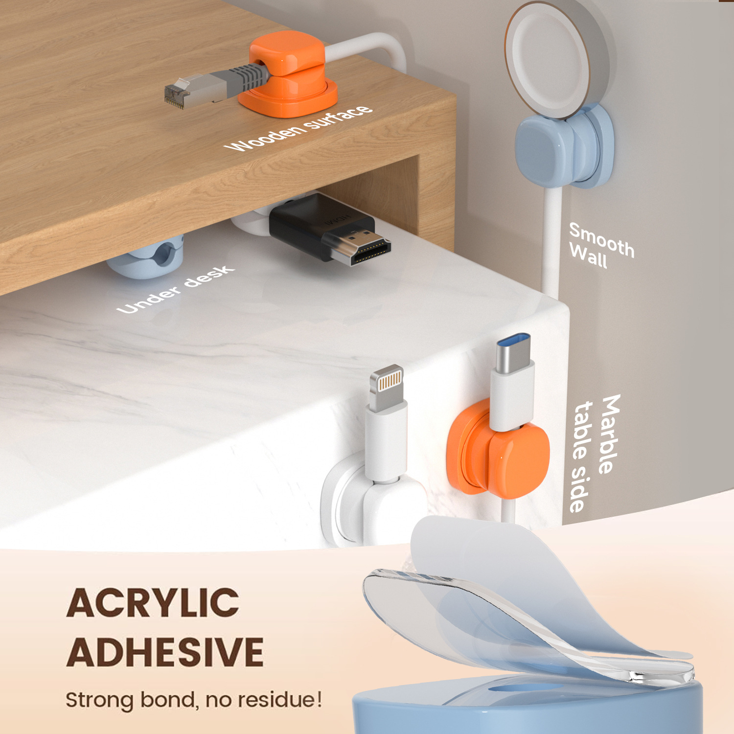 粘着式ケーブルオーガナイザー ケーブルクリップ ケーブルホル - Home Office Organization のレビューと価格